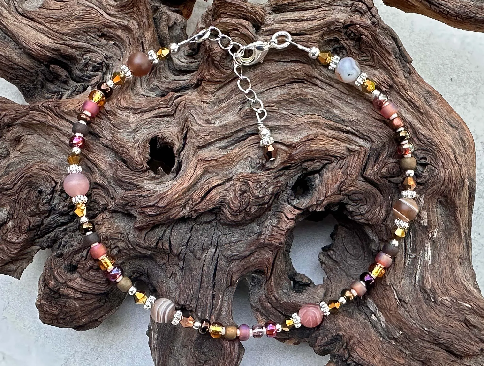 10" Chestnut Agate Gemstone Beaded Anklet