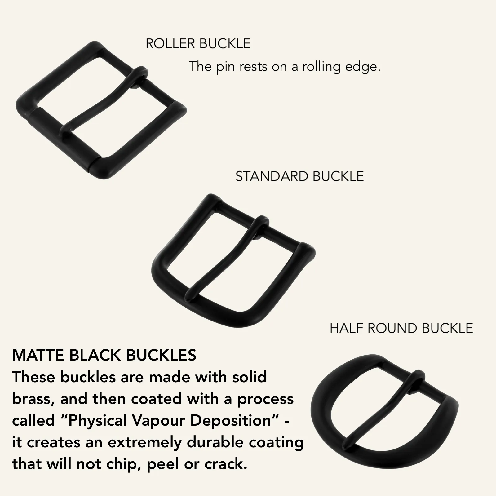 All-Black Lifetime Belts with Black Brass Hardware