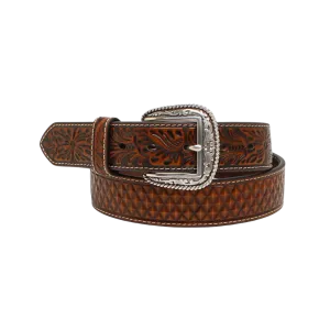 Ariat Basketweave Floral Tabs Belt