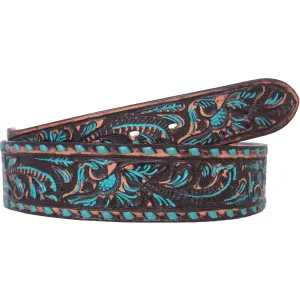 B087 - Brown Vintage Turquoise Floral Hi-Lites Belt