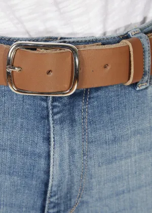 'Benay' Brown Belt With Silver Buckle