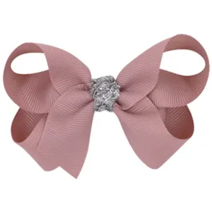 Bow's by Stær Classic Bow - Antique Rose/Silver Glitter - 8 cm