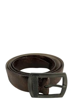 Brunello Cucinelli Leather Beaded Buckle Belt Size S