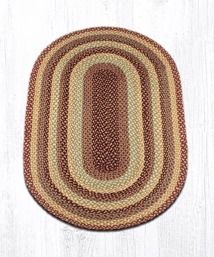 Burgundy & Cream Braided Rug - Oval