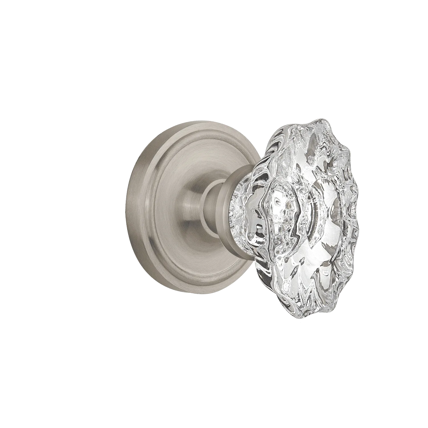 Classic Rosette with Chateau Knob in Satin Nickel