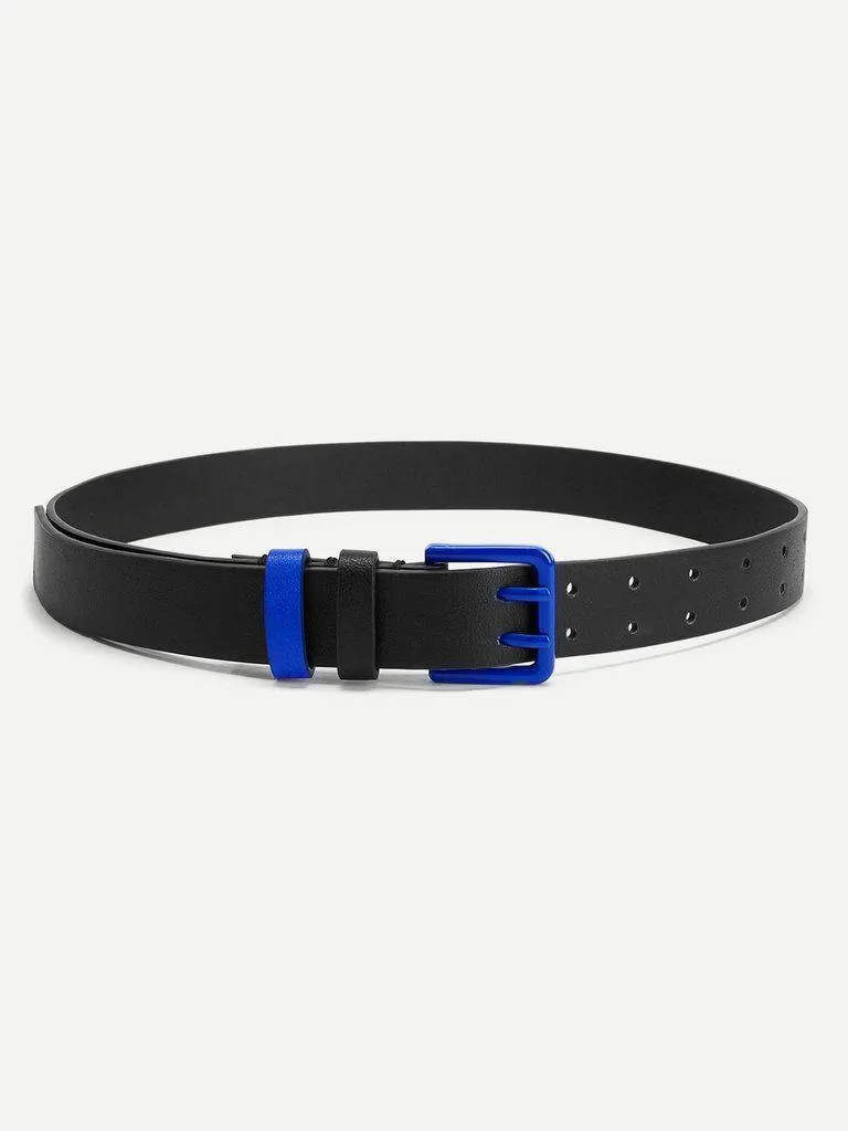 Contrast Buckle PU Belt