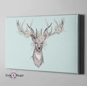 Country Chic Deer and Rose Gallery Wrapped Canvas