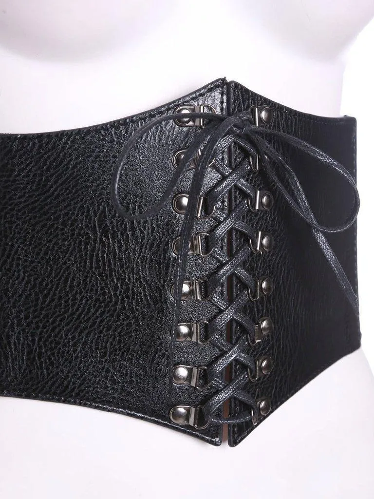 Criss Cross Lace Up PU Belt