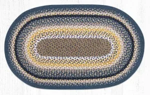 Deep Blue, Golden Rod, and Cream Braided Rug - Oval