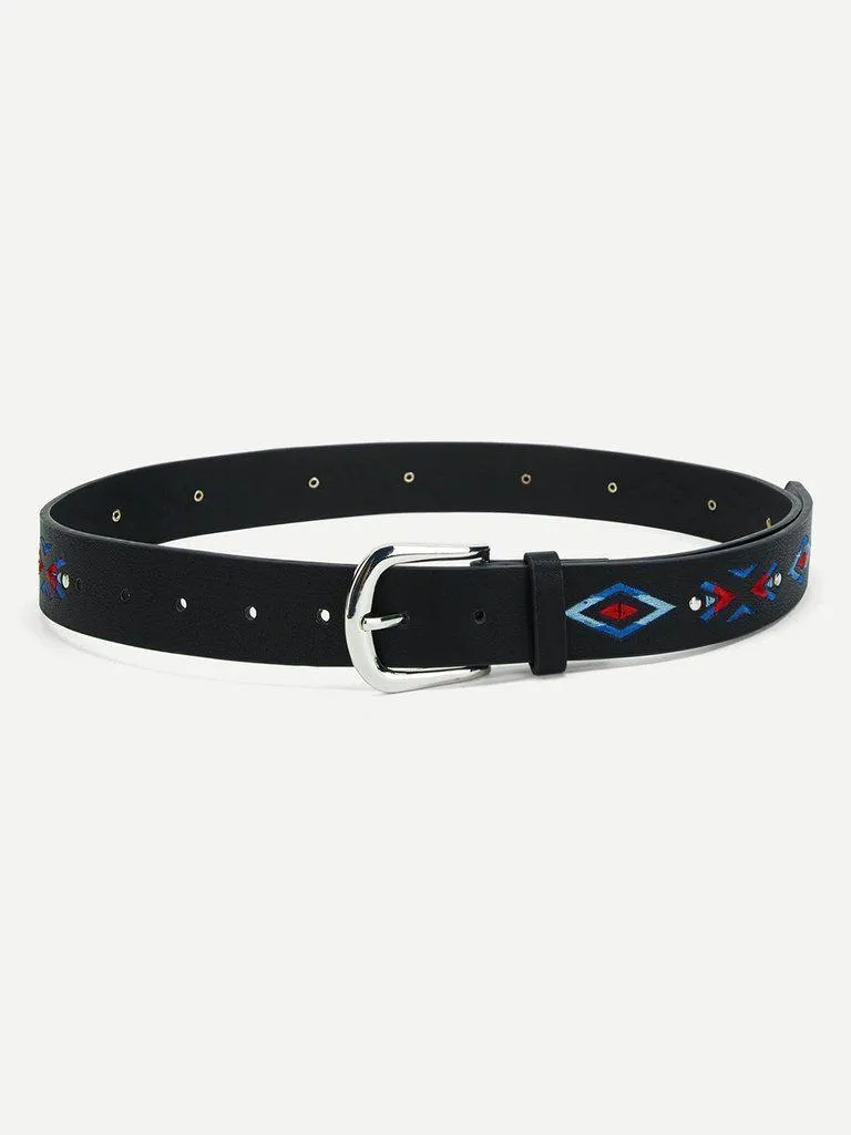 Geometric Embroidery Belt