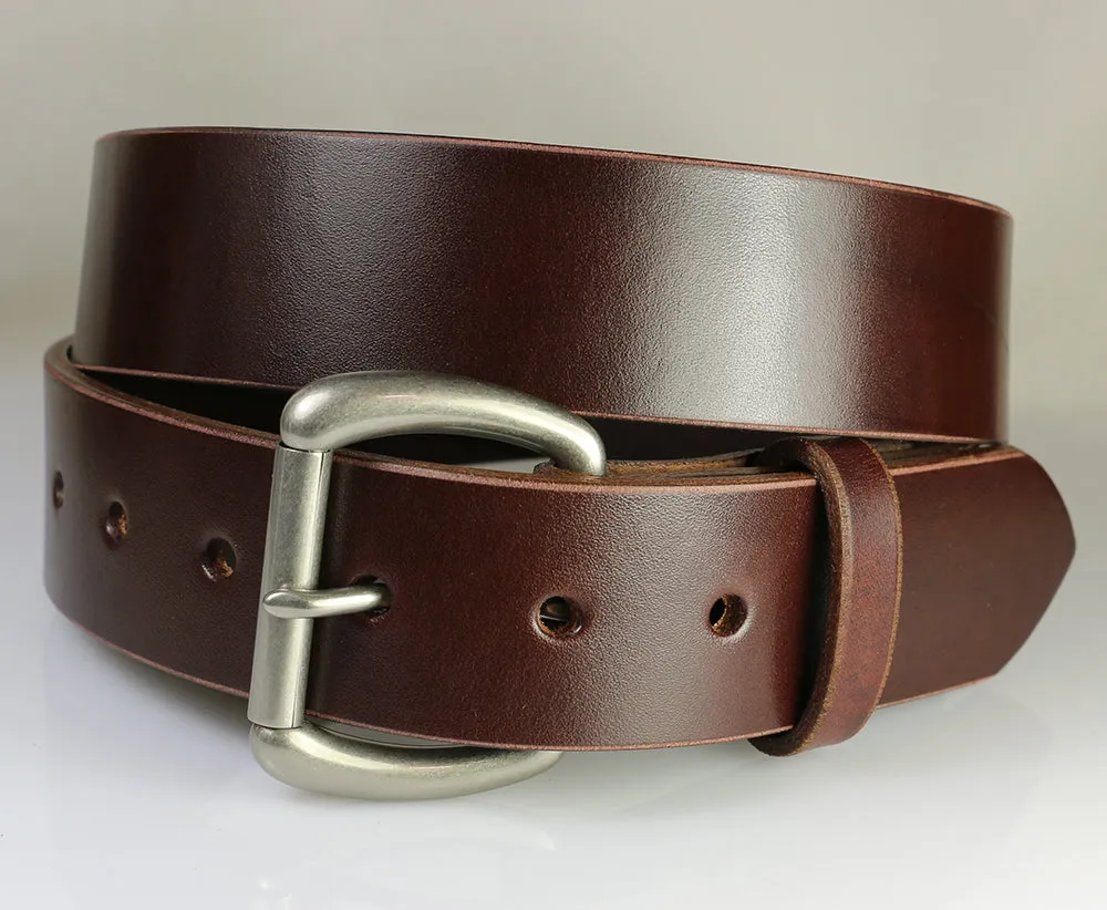 Havana Brown Plain Leather Belt with Removable Buckle