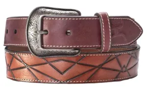 Hooey Leathers Men's Geometric Pattern Logo Brown Belt