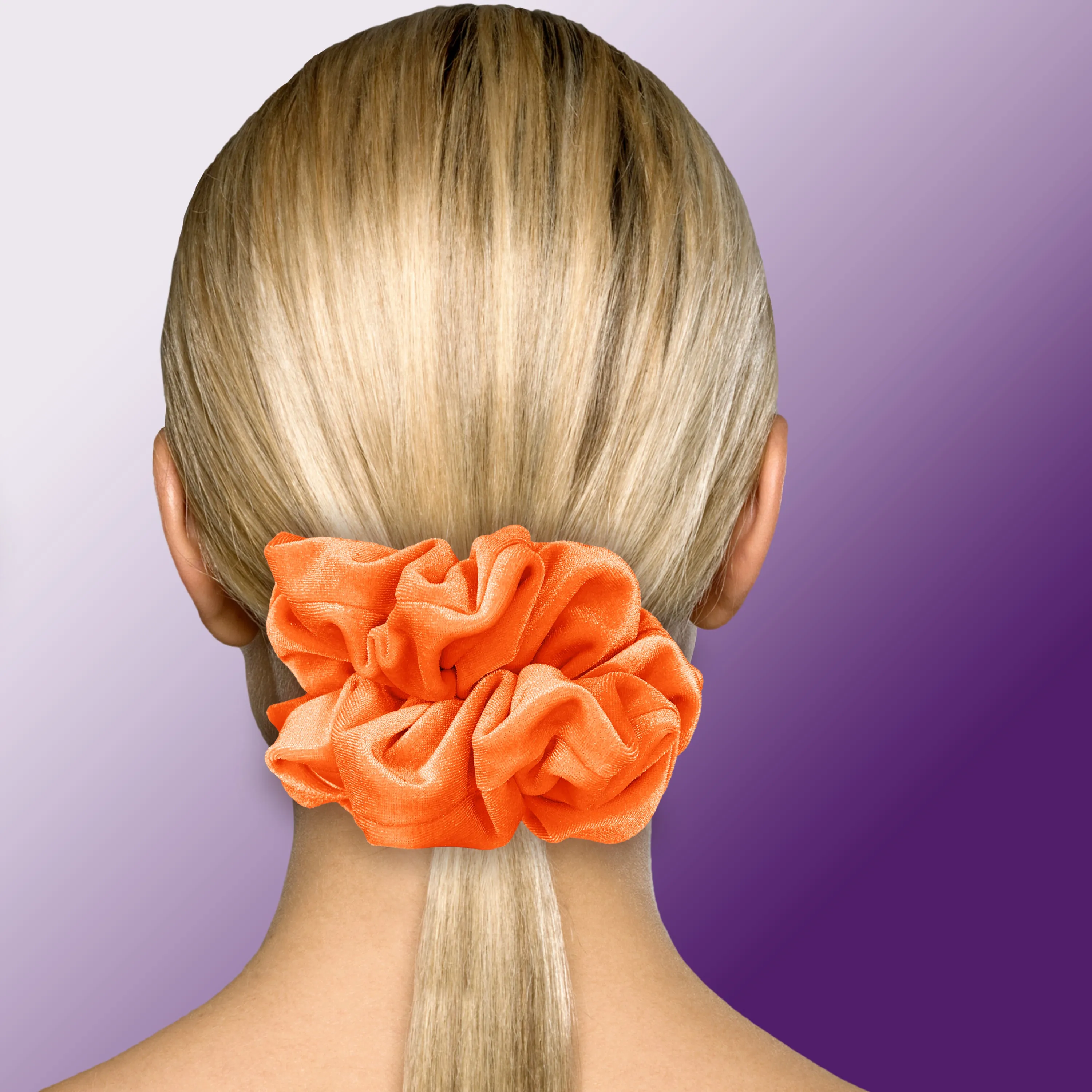 KING SIZE Velvet Scrunchies XXL Oversized Ponytail Holder Made in the USA Orange Tangerine