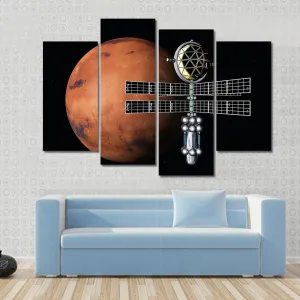 Mars With Space Probe Canvas Wall Art