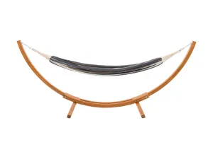 Navy Blue and White Hammock with Wood Stand