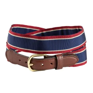 Navy, Tan & Burgundy Grosgrain Ribbon Children's Belt