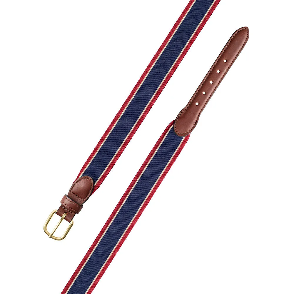 Navy, Tan & Burgundy Grosgrain Ribbon Children's Belt