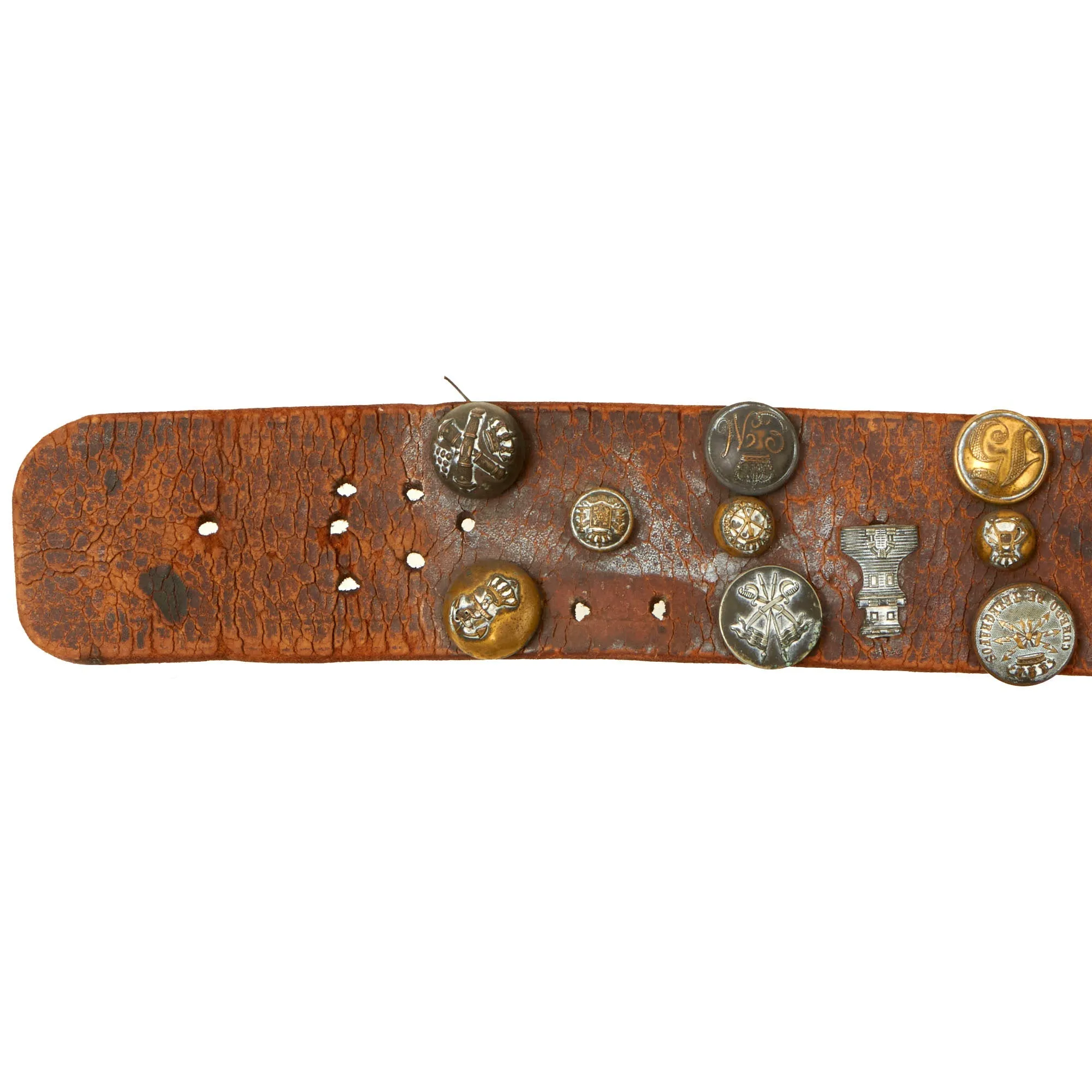 Original U.S. Spanish-American War Hate Belt Made with 44 U.S., Cuban, & Spanish Buttons