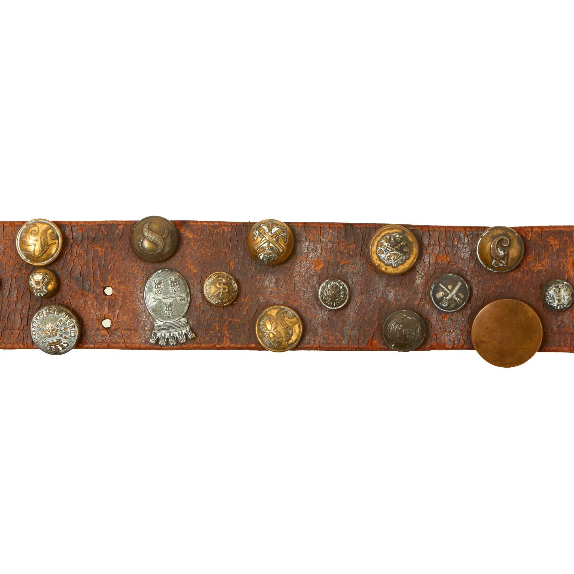 Original U.S. Spanish-American War Hate Belt Made with 44 U.S., Cuban, & Spanish Buttons