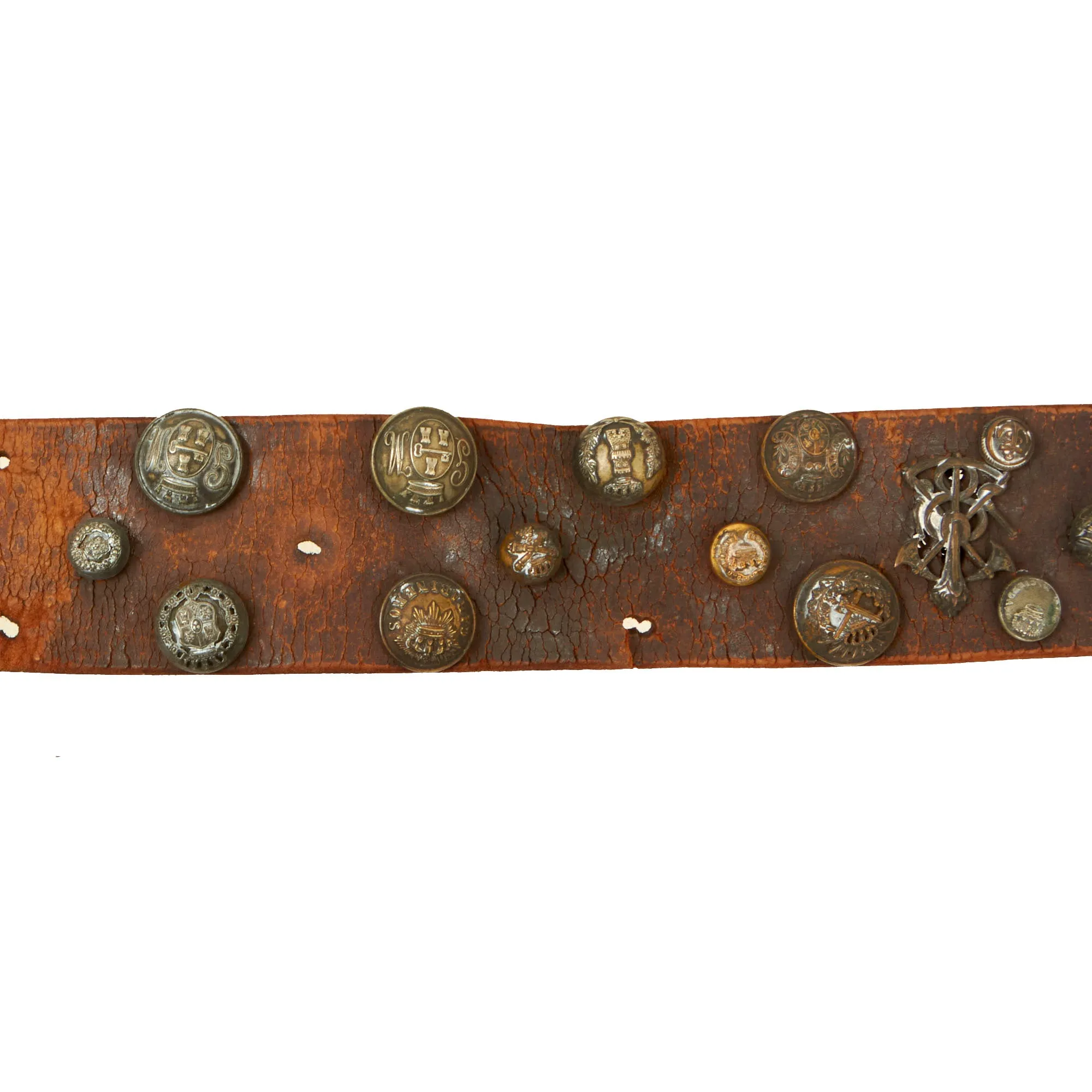 Original U.S. Spanish-American War Hate Belt Made with 44 U.S., Cuban, & Spanish Buttons