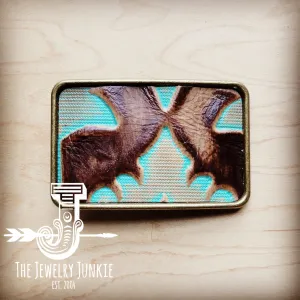 **Rectangle Leather Belt Buckle Turquoise Laredo 904j