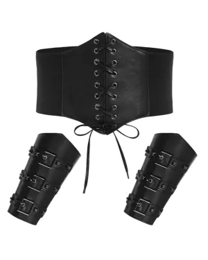 Renaissance Waist Belt with PU Leather Sleevelet 19cm Cincher Waistband