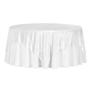 Velvet 85"x85" Square Tablecloth Table Overlay - White