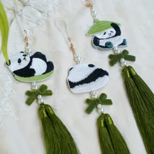 Xiong Mao 熊猫 Lazy Panda Double Sided Embroidered Charm